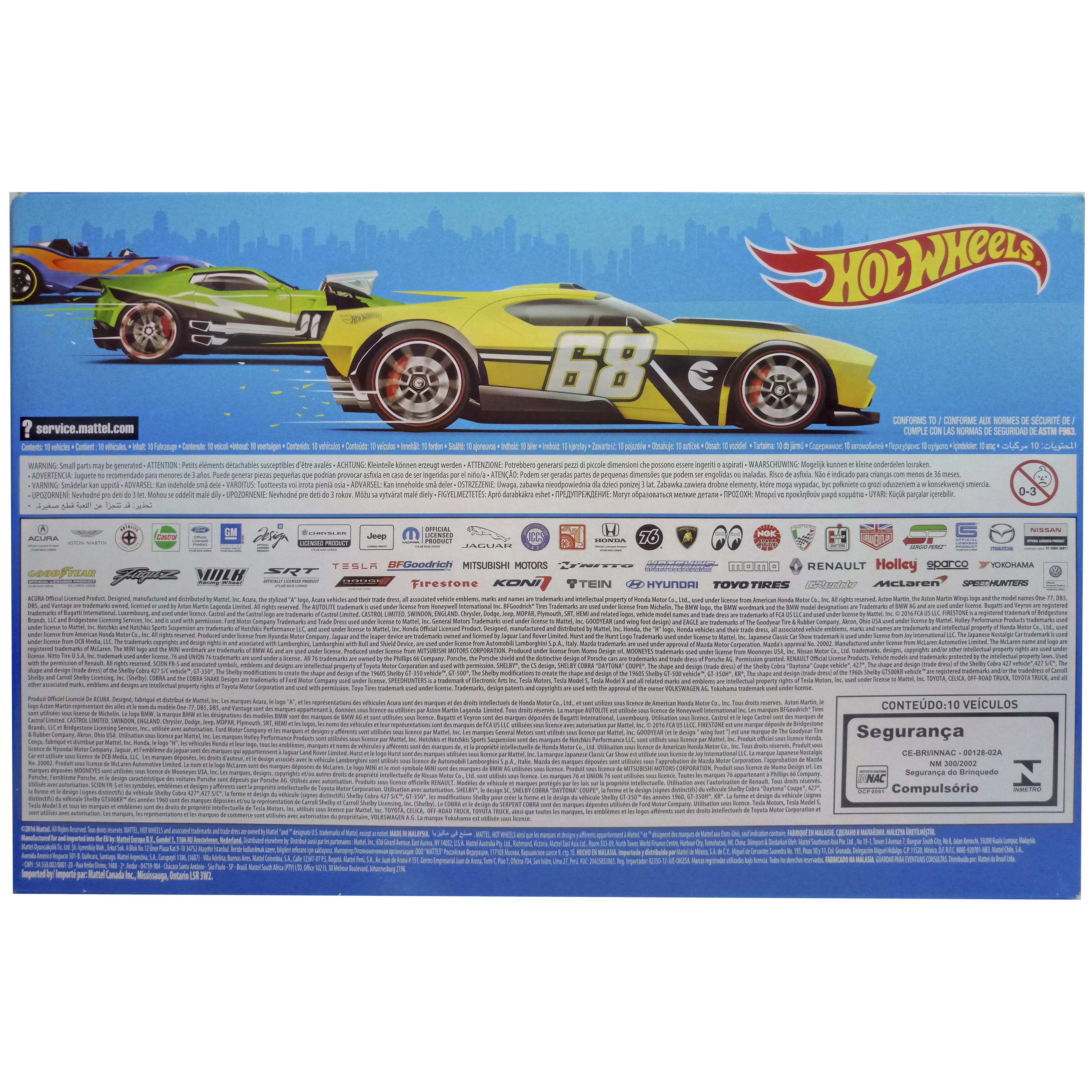 imagen trasera pack 10 hot wheels coches