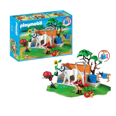 juguete playmobil 4193 la cuadra de limpieza de caballo