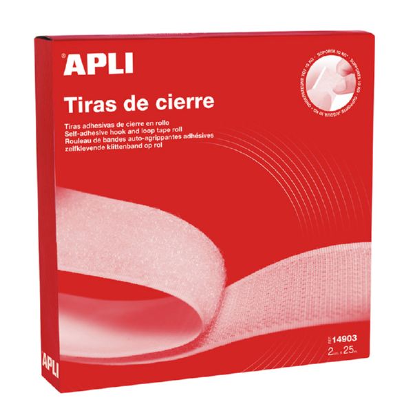 CINTA ADHESIVA TIPO VELCRO 2CM.X25M.APLI